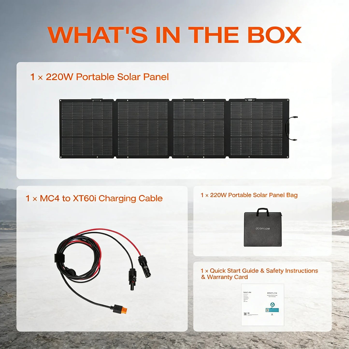 220 Watt Portable Solar Panel, 25% High Conversion Efficiency N-Type Solar Cell