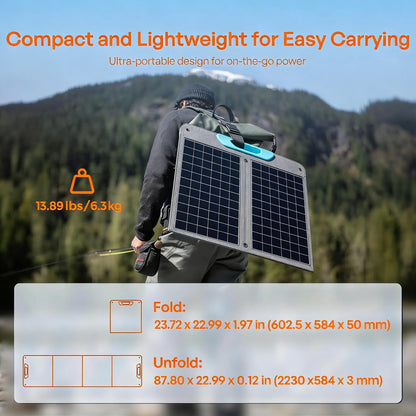 200W Portable Solar Panel, IP65 Waterproof Foldable Solar Panel Power Backup, Solar Charger for Power Station RV Camping Off Grid