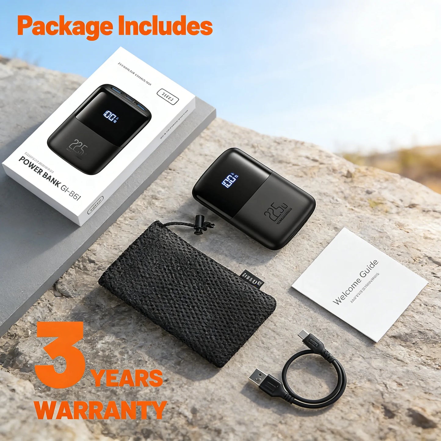 Portable Charger, Smallest 22.5W 10000mAh Power Bank, USB C in/Output Fast Charging 3-Output Mini Battery Pack Charger with Phone Holder for iPhone 17 16 15 14 Air Samsung S23 Google iPad Tablet