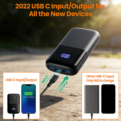 Portable Charger, Smallest 22.5W 10000mAh Power Bank, USB C in/Output Fast Charging 3-Output Mini Battery Pack Charger with Phone Holder for iPhone 17 16 15 14 Air Samsung S23 Google iPad Tablet