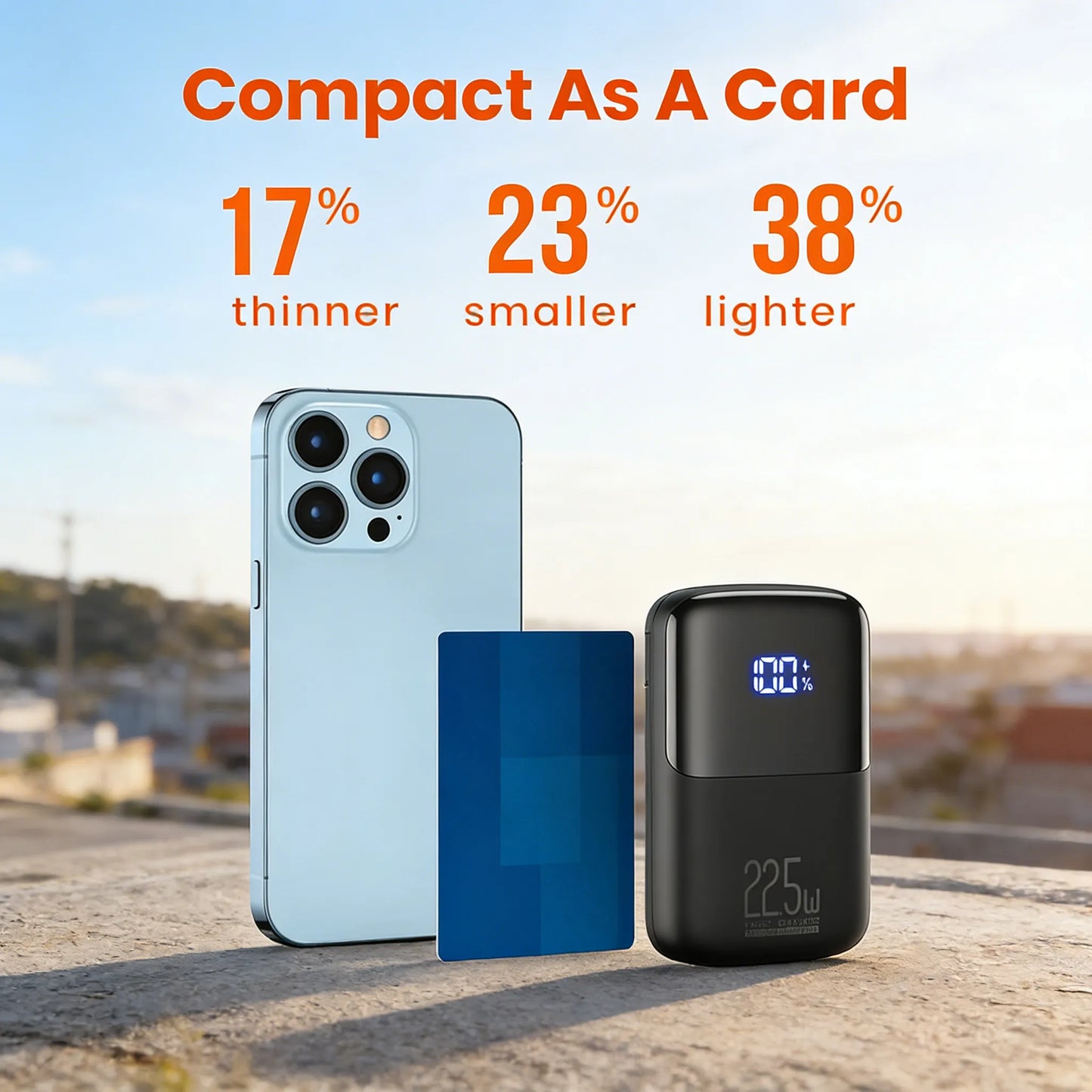 Portable Charger, Smallest 22.5W 10000mAh Power Bank, USB C in/Output Fast Charging 3-Output Mini Battery Pack Charger with Phone Holder for iPhone 17 16 15 14 Air Samsung S23 Google iPad Tablet