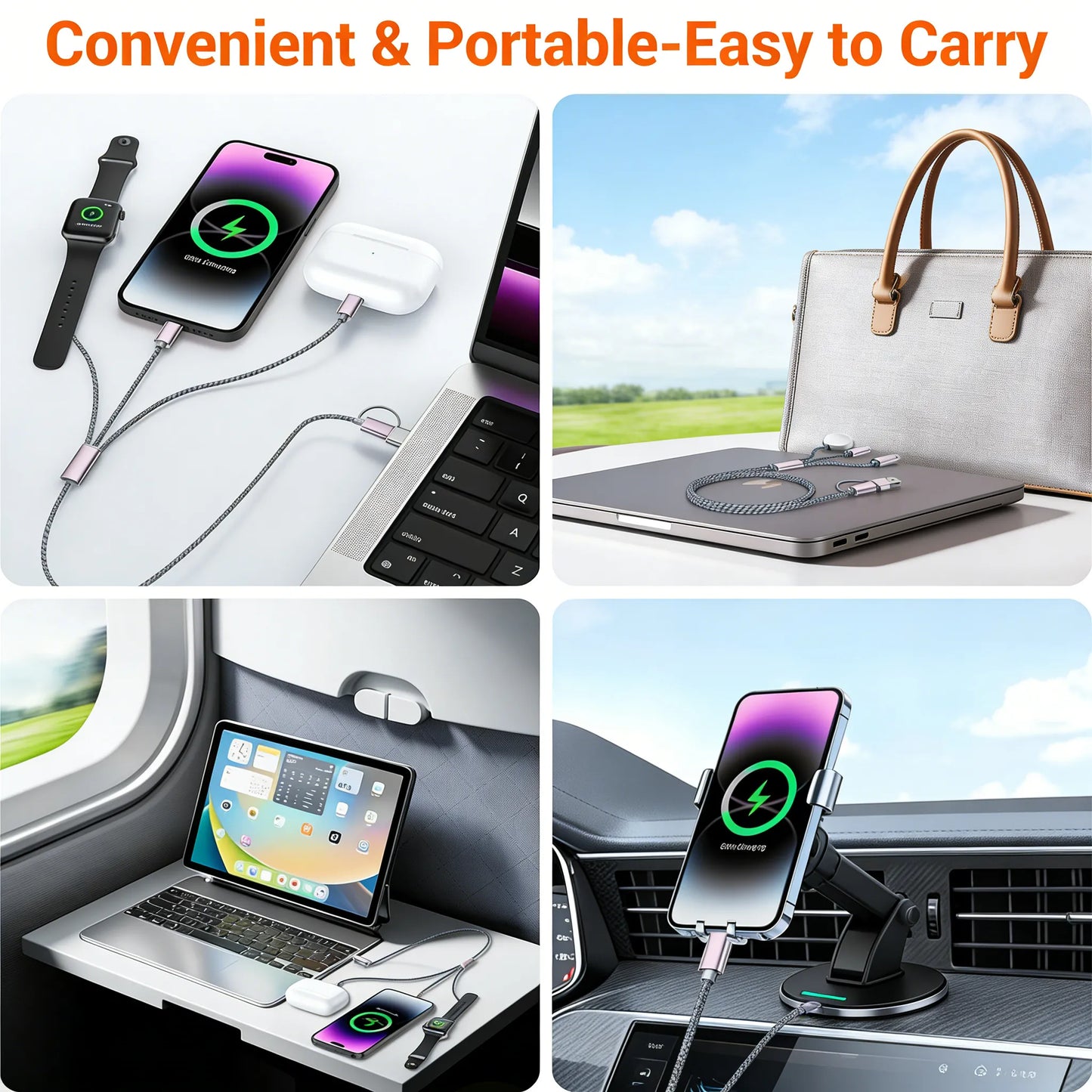 ravel Essentials,3 in 2 USB C Cable for Apple Watch Charger/iPhone 17 Charger/Lightning,Multi Charging Cable Cord,Vacation Camping Essentials,Portable Designed for iWatch &iPhone 16-12-4FT