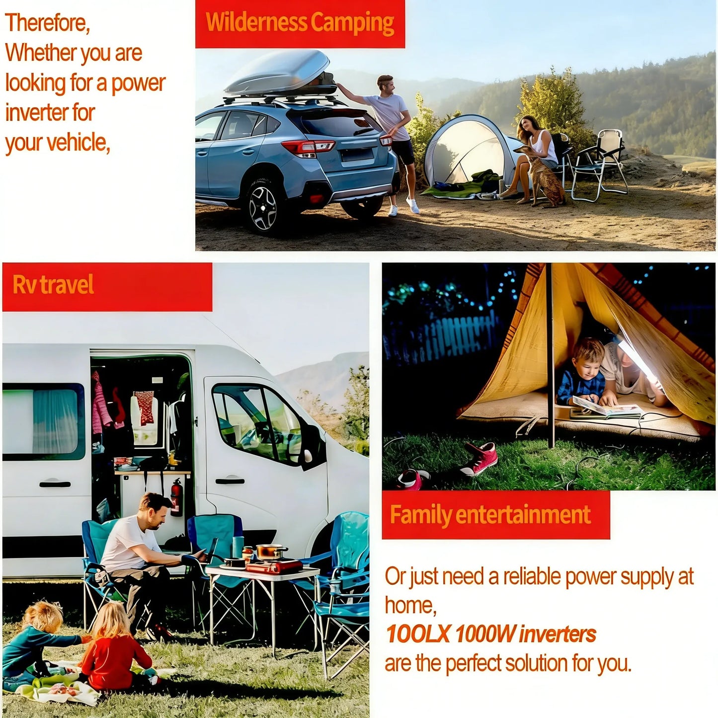 1000W Power Inverter 12v to 110v, DC to AC Converter with 3 AC Outlet, 1000 Watt Inverter for 12v Truck/Rv/Camping/Home/Emergency Power