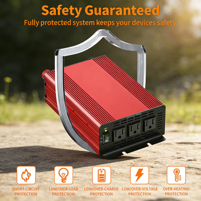 1000W Power Inverter 12v to 110v, DC to AC Converter with 3 AC Outlet, 1000 Watt Inverter for 12v Truck/Rv/Camping/Home/Emergency Power